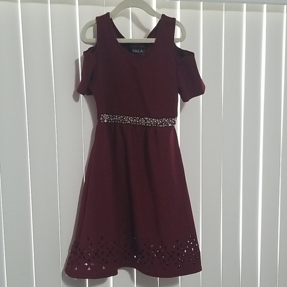 Girls Party Dress Burgundy